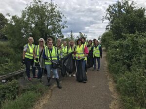 staff from a somerset firm on a litter pick