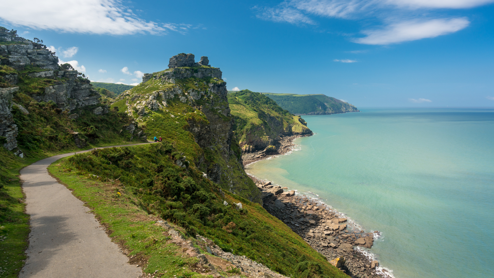 Image shows a rocky outcrop on a cliff by the coast in North Devon
